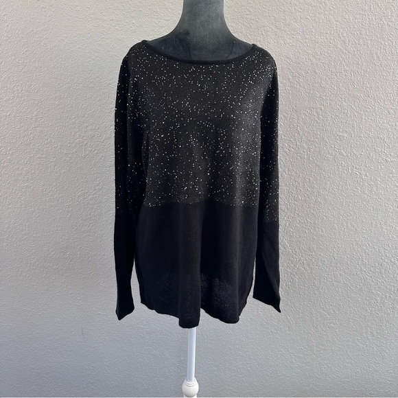 Pure Collection Sweaters - Pure Collection Gassato Black Cashmere Sparkle Sweater NWT Size 18